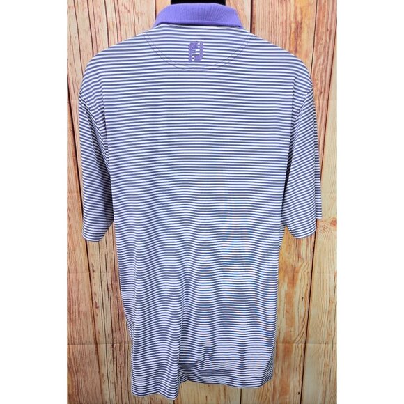 FootJoy FJ Mens Striped Purple-White Golf Apparel Polo Large - Picture 2 of 7